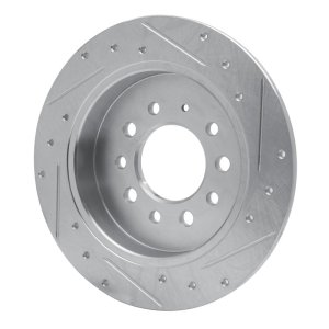 Hyundai Tiburon Brake Rotor (1) - Rear Left - R1 Concepts - Drilled & Slotted - Silver - `07-`08